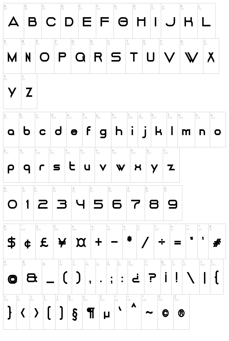 Dancing Juice font map